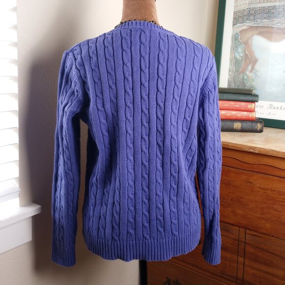 Vintage Deep Purple Cable Knit Preppy Whimsygoth Sweater Charter Club - Picture 5 of 5